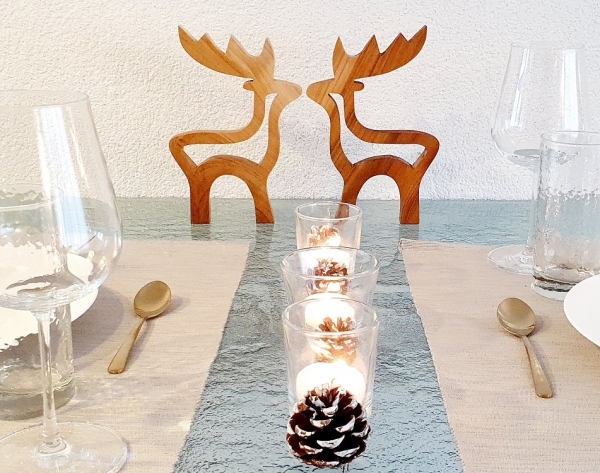 Holz Hirsch Deko, 20 x 14 cm